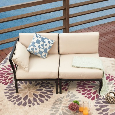 2pc Corner Armless Patio Loveseat with Cushions - Patio Festival
