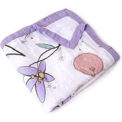 JumpOff Jo - Swaddle Baby Blanket - 47" x 47" - Bamboo and Cotton - Fairy Blossom Floral