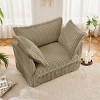 Single Armrests Sofa Chair,Modern Corduroy Fabric Upholstered Lazy Sofa Chair,High Back Pillows Sectional Modular Sofa Chair-Coolbibila - 3 of 4