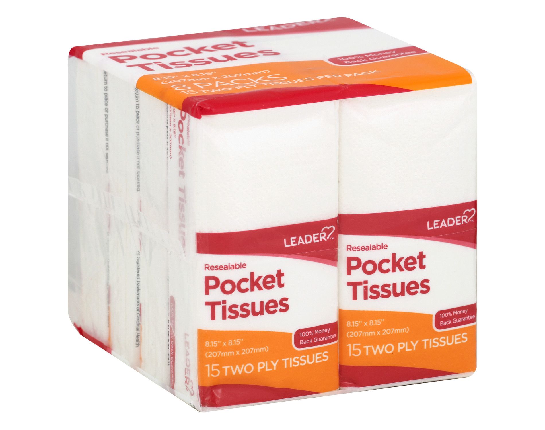 Leader - Pocket Tissues Pack, 15 Ct