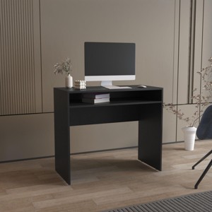 INFURNIC Desks 30.6" H Modern Computer Desk with Storage Shelf Easy to Assemble for Compact and Organized Workspace, Black, 16.5"*35.1"*30.6" - 1 of 4