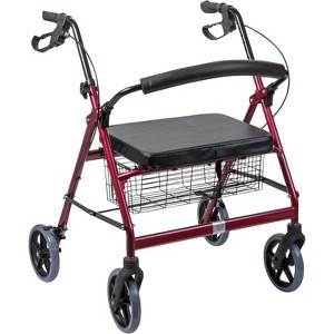 DMI Extra Wide Heavy-Duty Steel Bariatric Rollator Burgundy With Strait Backrest - 1 of 1
