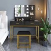 Large Vanity Set with 10 LED Bulbs, Makeup Table with Cushioned Stool, 3 Storage Shelves 2 Drawers, Dressing Table Dresser Desk for Women - 4 of 4