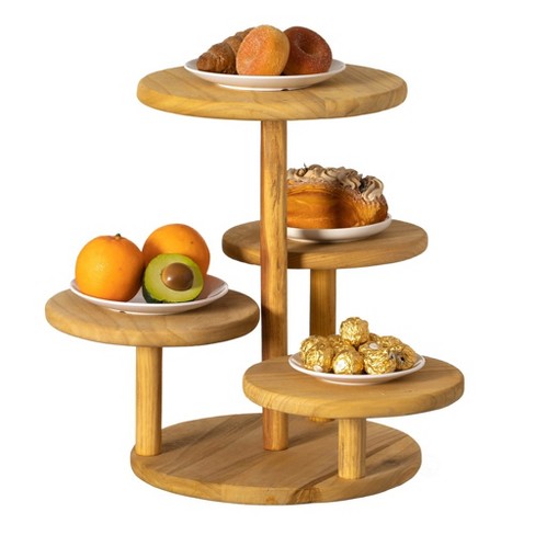 Multi purpose 4 tier Round Wooden Cake Stand And Charcuterie Boards Perfect Tiered Tray Display Target