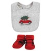 Hudson Baby Unisex Baby Cotton Bib and Sock Set, Christmas Scene, One Size - 3 of 4