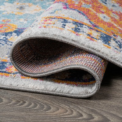 Bohemian Vintage Medallion 4' x 6' Blue Synthetic Area Rug