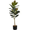 Monarch Specialties Artificial Plant 40 inch Tall Rubber Tree Indoor Faux Fake Floor Greenery Potted Real Touch Decorative Green Leaves Black Pot - 2 of 4