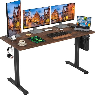 SEVOBAL Desks Adjustable Height Standing Desk with Splice Board, Comfortable and Relaxing Home Office Desk for Officer, Student, Brown, 24"*55"*27.5"
