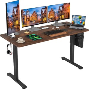 SEVOBAL Desks Adjustable Height Standing Desk with Splice Board, Comfortable and Relaxing Home Office Desk for Officer, Student, Brown, 24"*55"*27.5" - 1 of 4
