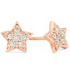 Pompeii3 14K Rose Gold Diamond Pave Petite Star Studs Dainty High Polished 6.5MM - 2 of 4