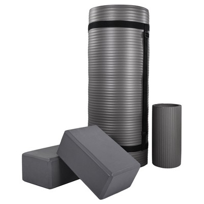 BalanceFrom Fitness 71"x24" Anti Tear Yoga Mat w/Strap, Knee Pad & Blocks