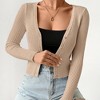 Clearlove Women's Short Button-Front Cardigan with V-Neck - 2 of 4