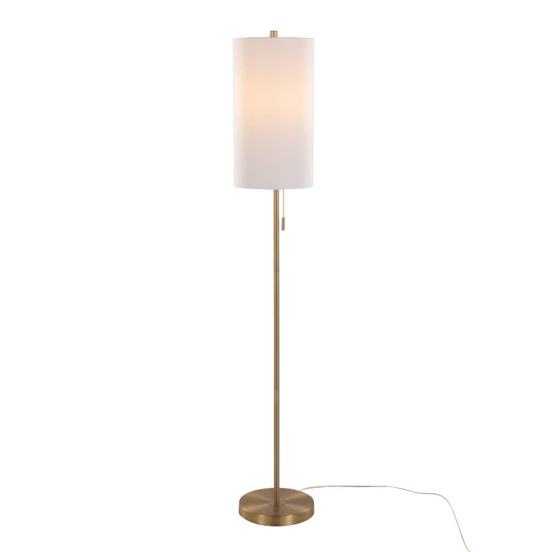 LumiSource Bounty 62&#34; Contemporary Metal Floor Lamp in Gold Metal with White Linen Shade from Grandview Gallery, 2 of 8