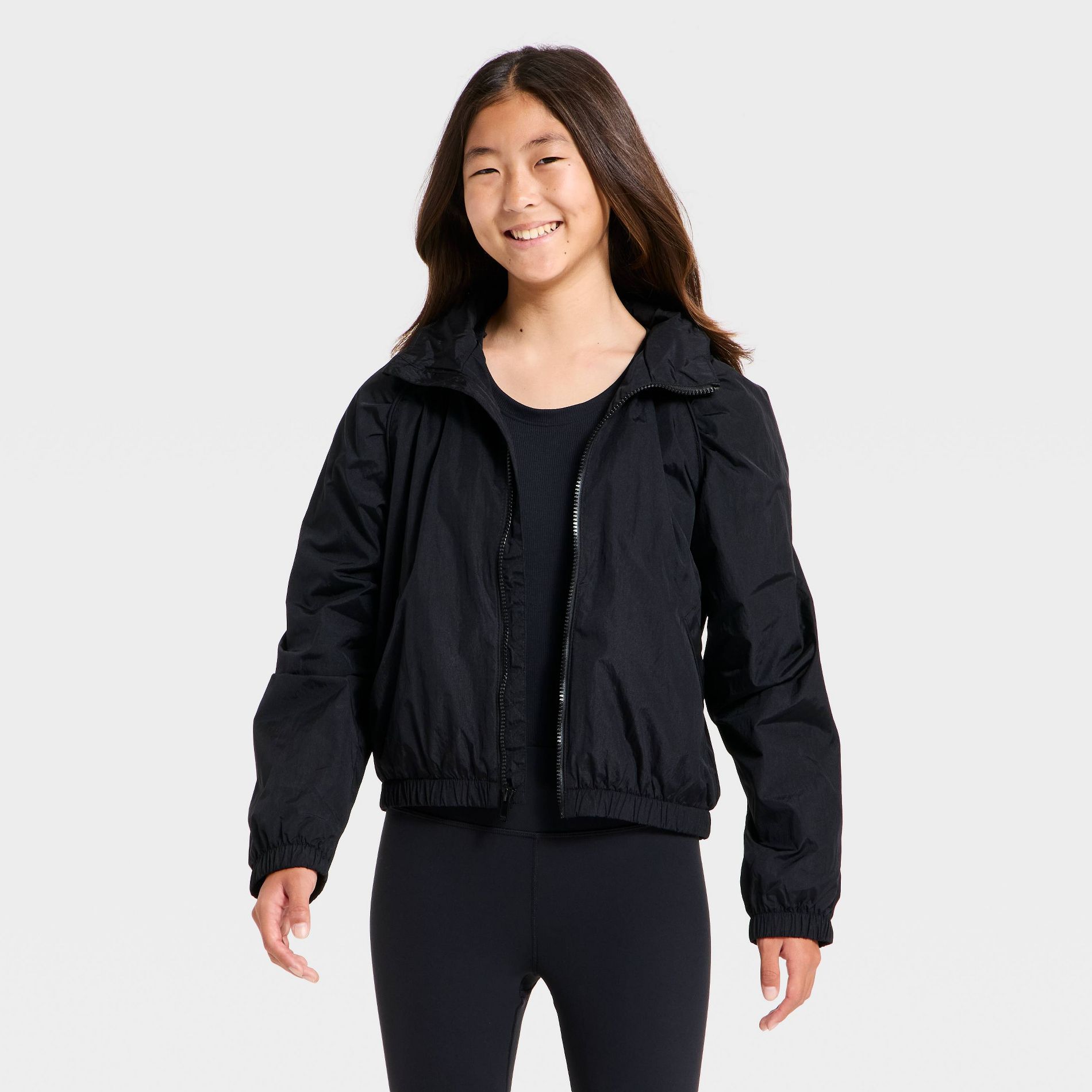 Girls' Piped Windbreaker Jacket - All In Motion™
