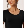 cheibear Women's Ruffle Round Neck Short Sleeve Loungewear Nightshirts - 4 of 4