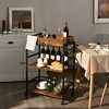Costway 3-Tier Rolling Bar Cart Kitchen Serving Cart w/ Removable Tray & Handle - 3 of 4