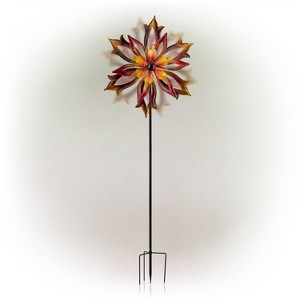 96" Glass/Iron Outdoor Flower Dual Kinetic Spinner Stake Red/Yellow - Alpine Corporation: Yard Art Decor - 1 of 4
