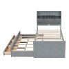 Okak Platform Bed Frame with Storage Headboard and 3 Drawers Wooden Platform Extendable Bed with Trundle and Outlets - 4 of 4