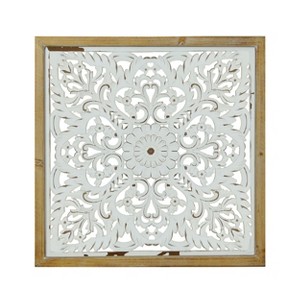 VIP Wood 23.62 in. Brown Square Damask Cutout Wall Decor - 1 of 2