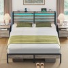 Greenstell King Size Bed Frame with Headboard, Metal Platform Bed Frame with LED Lights & Charging Station, Under Bed Storage, Solid and Stable, Grey - 2 of 4