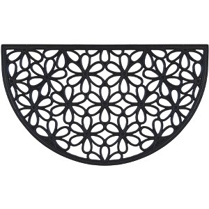 Kate Aurora Mountain Daisies Half Circle Welcome Rubber Outdoor All Season Welcome Mat - 18"x30" - 1 of 3