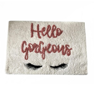 Hello Gorgeous Word Novelty Cute Girly Bath Rug - Multicolored - Elrene Home Fashions