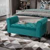 Button-Tufted Storage Ottoman Bench, Upholstered Bench with Rolled Armrests for Living Room or Hallway - 2 of 4