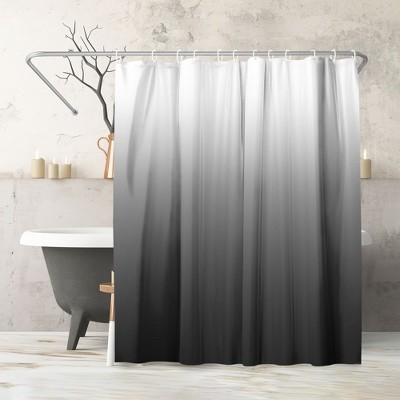 Americanflat 71x74 Grey Ombre Shower Curtain - 100% Polyester Curtain - Water-Resistant with Metal Grommets and 12 Rings - Gradient Shower Curtains