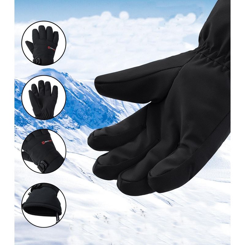 Alpine Swiss Mens Waterproof Gauntlet Snow Ski Gloves Winter Sport Snowboarding Windproof Warm 3M Thinsulate, 2 of 10