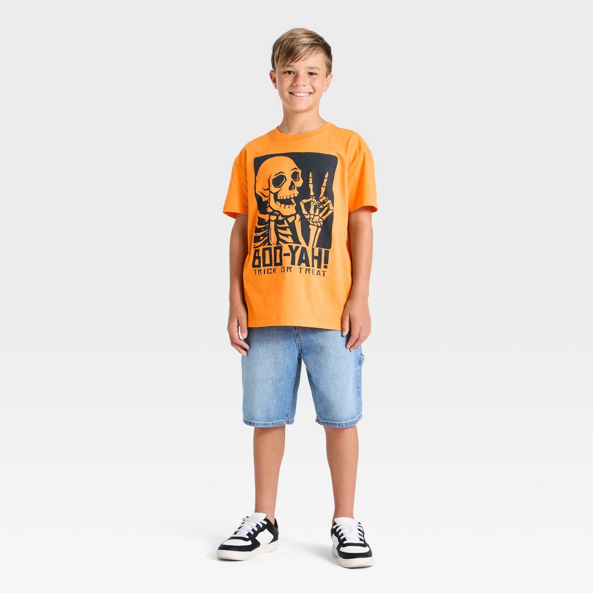 Boys' "BOO-YAH!" Halloween Oversized Graphic T-Shirt - Orange - thumbnail 4
