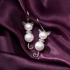 Ross-Simons 7.5-9mm Cultured Pearl and Diamond-Accented Cat Drop Earrings in Sterling Silver - 4 of 4