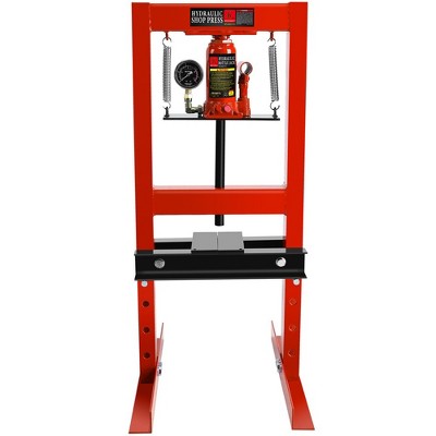 6 Ton Hydraulic Shop Press, Heavy Duty H-Frame Carbon Steel Body Garage Floor Adjustable Shop Press With Visible Pressure Gauge
