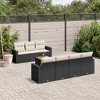 vidaXL Patio Sofa Set with Cushions Outdoor Furniture 8 Piece Poly Rattan - Black and Cream - 2 of 4