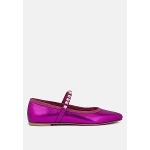 Alverno Metallic Diamante Mary Jane Leather Flats Women - 1 of 4