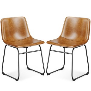 Gikpal Barstools, Counter Height Bar Stools with Back, Modern PU Leather Armless Chairs with Footrest and Metal Legs, for Kitchen Living Room Pub - 1 of 4