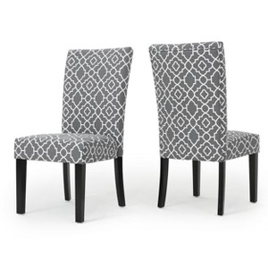 Set of 2 Jami Dining Chair - Gray - Christopher Knight Home: Upholstered Parsons Style, Rubberwood Frame - 1 of 4