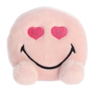 Aurora Mini Palm Pals Heart Eyes SMILEYWORLD Vibrant Stuffed Animal Pink 4" - 1 of 4