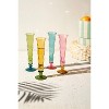 Wavy Trumpet Champagne Glasses 9"H, Set of Four Mixed Colors Handblown Recycled Glass by Kalalou - 3 of 3