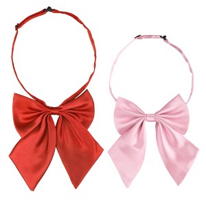 Allegra K Women's Pre-tied Adjustable Neck Strap Solid Color Cute Bowknot Bow Tie 2Pcs - 1 of 4