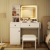 Vanity Desk with Mirror and LED Light, Makeup Vanity Desk with Drawers and Open Shelf and Storage Cabinet - 4 of 4