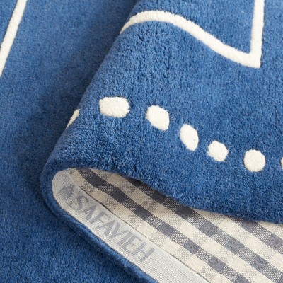 Navy Blue & Ivory Hand-Tufted Wool 8' x 10' Area Rug