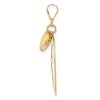 Black Bow Jewelry 14k Yellow Gold Open Heart and Puffed Heart Pendant, 17mm - 2 of 4
