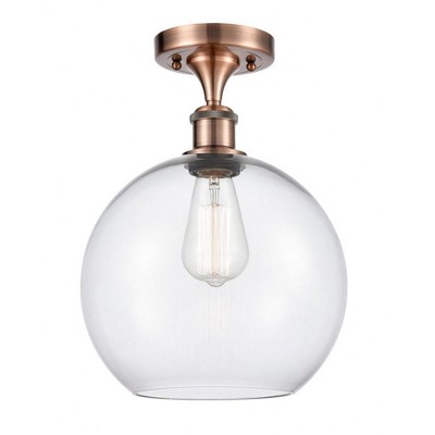 Athens - 1 Light Semi-Flush Mount In Industrial Style-15 Inches Tall and 10 Inches Wide