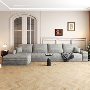 135" Cloud Sectional Couch with L-Shape Chaise,Modern Modular Sofa with Deep Seat, Upholstered Couches,Camel(Plush Corduroy Fabric) - 1 of 4