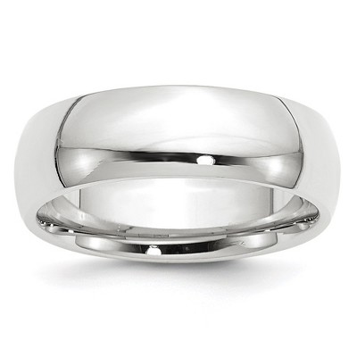 Black Bow Jewelry 7mm or 8mm 10K White Gold Domed Comfort Fit Band