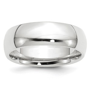Black Bow Jewelry 7mm or 8mm 14K White Gold Domed Comfort Fit Band - 1 of 4