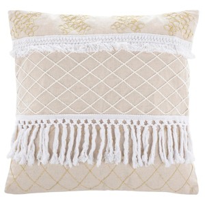 Gurti Pillow - White/Beige - 18"X18" - Safavieh - 1 of 3