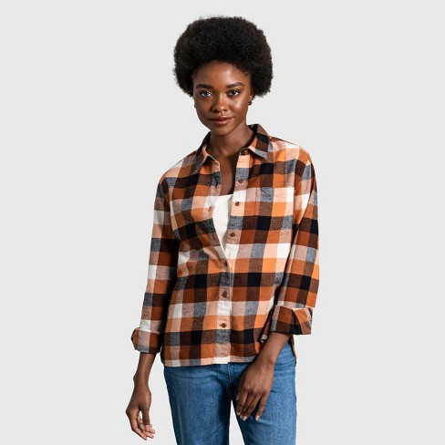 United By Blue Women's Organic Flannel Button-down Shirt - Sunburn/plaid L  : Target