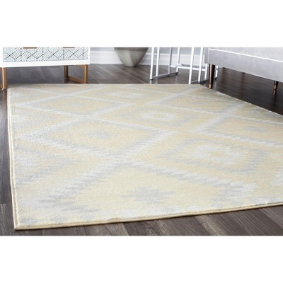 Sunflower Yellow and Gray Synthetic Area Rug, 2' x 4'