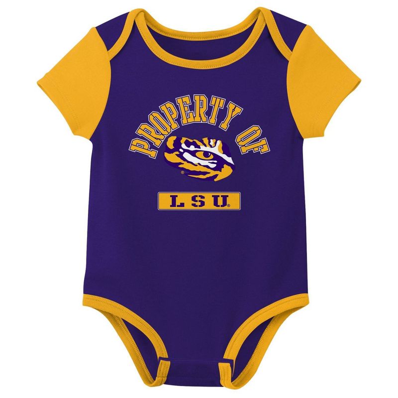 NCAA LSU Tigers Infant 3pk Bodysuit, 4 of 5